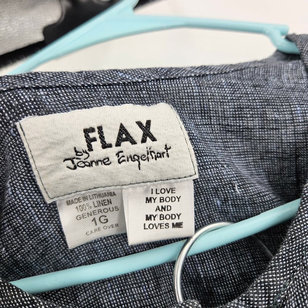 Flax Pants Set Blue Gray 100% Linen Button Down Lightweight Relaxed Fit 18-20 - Picture 3 of 8